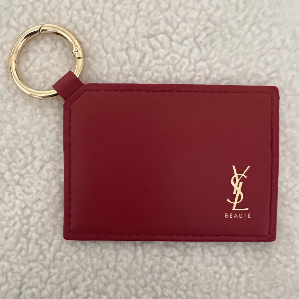 YSL Mirror Red Leather Key Chain